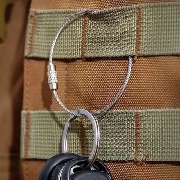 Alternative view of Stainless Steel Wire Keychain Tag Metal Ropes Cable Loop Screw Lock Gadget Ring Key Keyring Circle Camp Hanging Tool Hardware