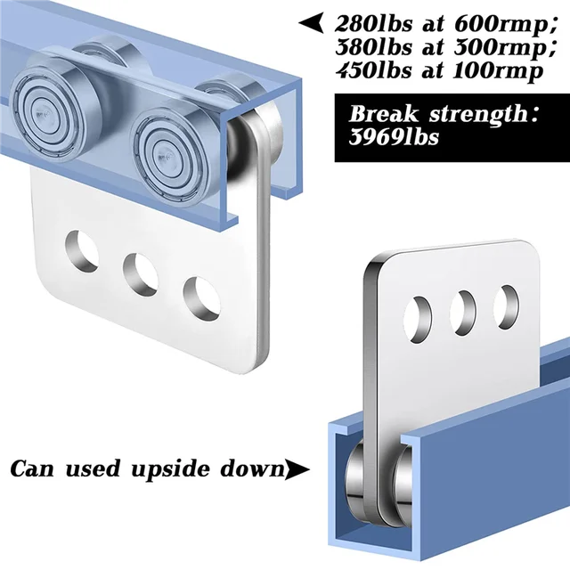 Hemoton 2 Sets 4 Wheel Silent Trolley Assembly Rollers Four Bearing Trolley Assembly Track Roller Wheels Accessory Parts Bolt Lifting Eye Nuts - View #4