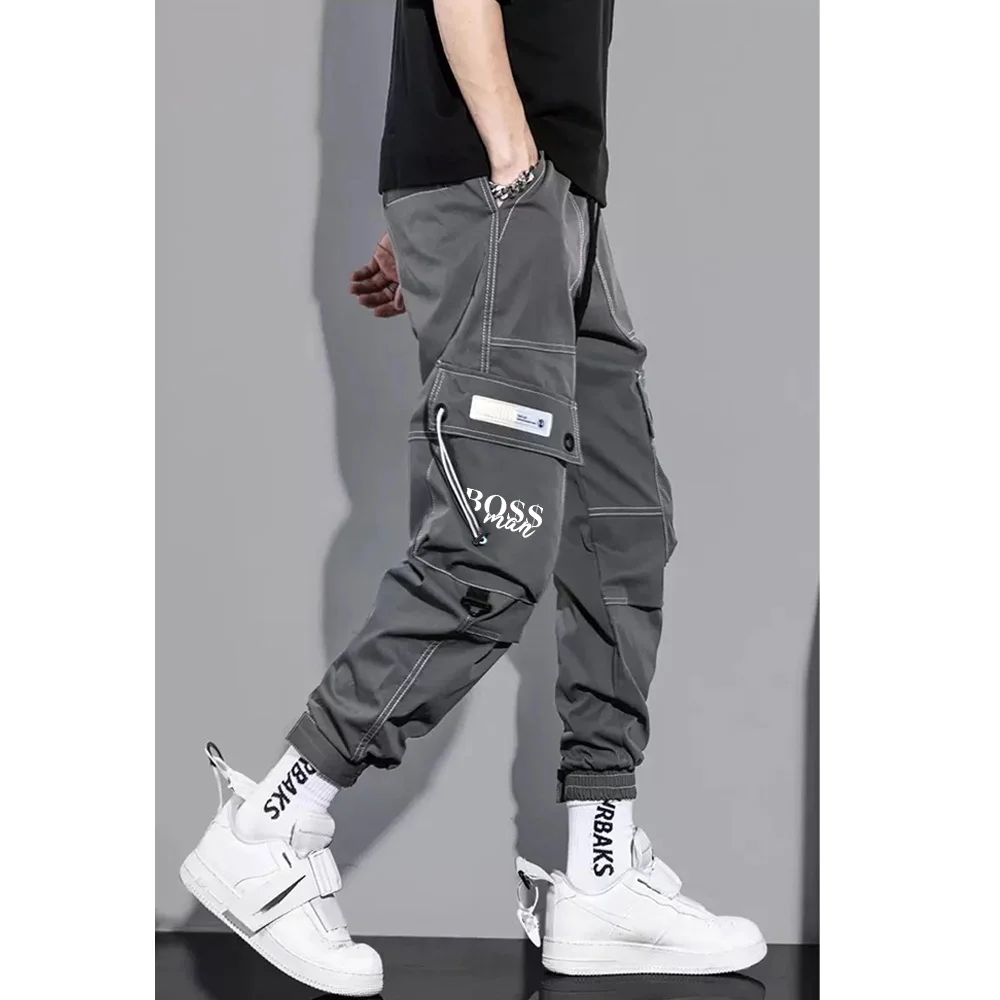 Men s Utility Pocket Drawstring Waist Cargo Pants Spring Autumn