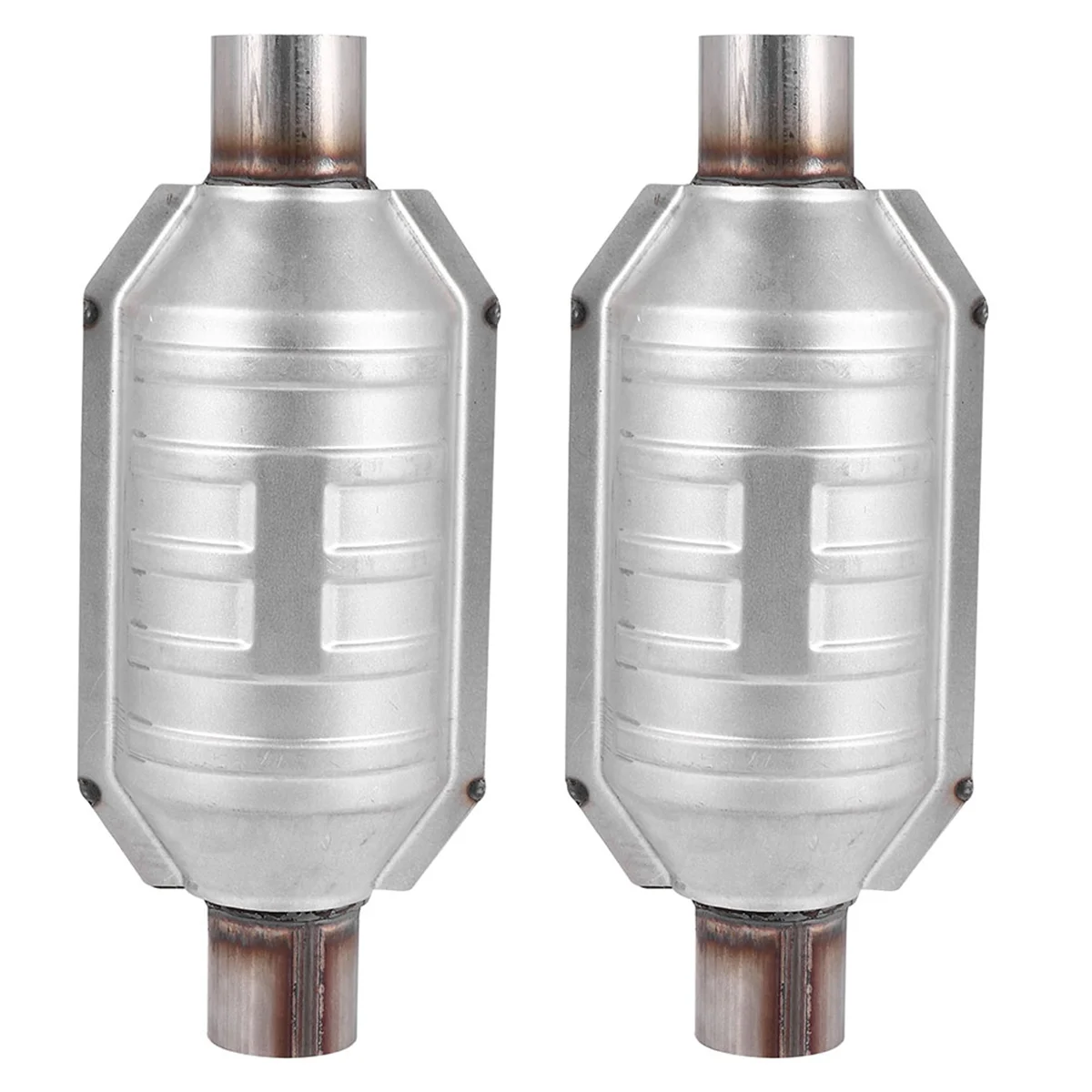 

2PCS Inlet/Outlet Universal Catalytic Converter,with O2 Port & Heat Shield 53004 Car Stainless Steel Catalytic Converter