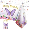 Butterfly Birthday Party Waterproof Tablecloth Spring Summer Outdoor Butterfly Party Table Decor Girl Happy Birthday Party Decor 4