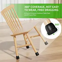 8pcs Round Table Chair Leg Floor Protector Foot Cover Black Anti- Slip Silicone Furniture Feet No Scratches for Hardwood Floors 4