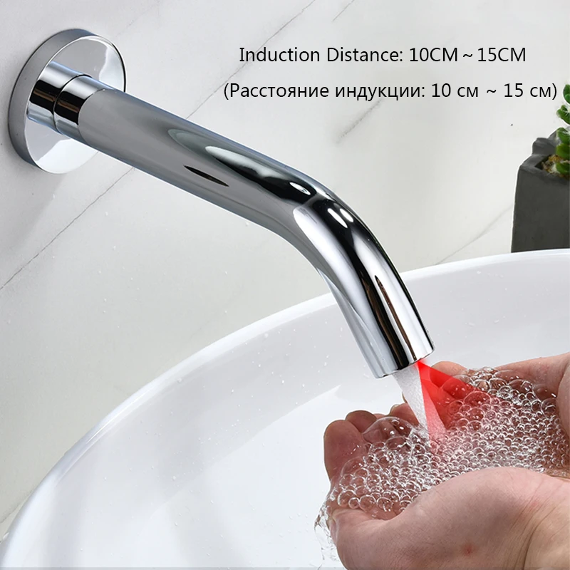 Rubinetto Sensore A Parete Oro Rosa/nero Cromato - Automatico A Mani Libere, Valvola Ceramica, Risparmio Idrico
