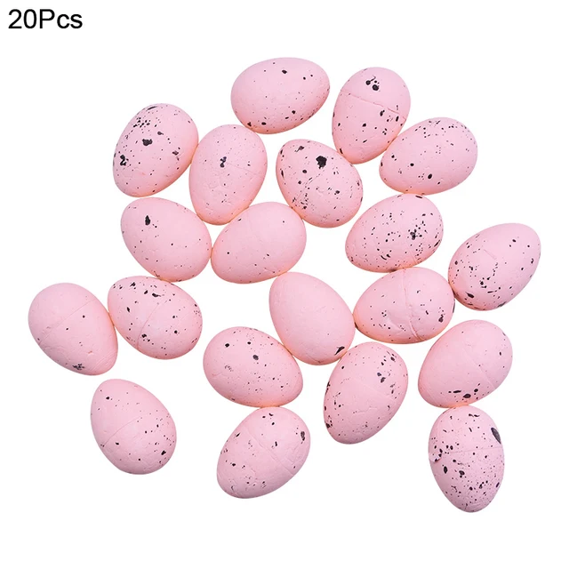 20/50Pcs Foam Easter Eggs Happy Easter Decorations Painted Bird Pigeon Eggs DIY Craft Kids Gift Favor Home Decor Easter Party 20pcs-Pink