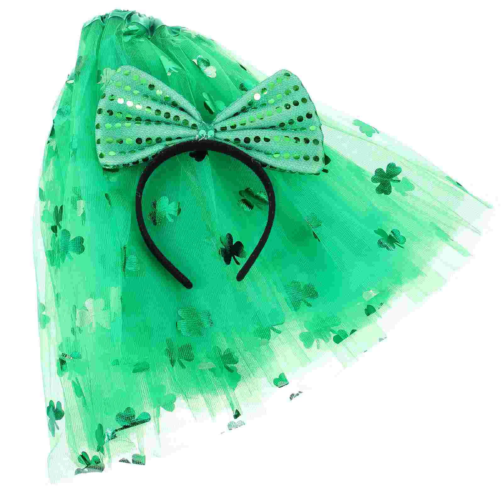 

Set Irish Accessories Child Dreses St Patricks Day Headband Cloth Patrick's Party