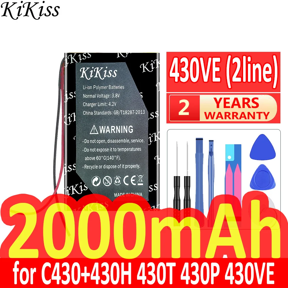Мощный аккумулятор 2000 мАч KiKiss 454060 (2 линии) для C430 + 430H 430T 430P 430VE