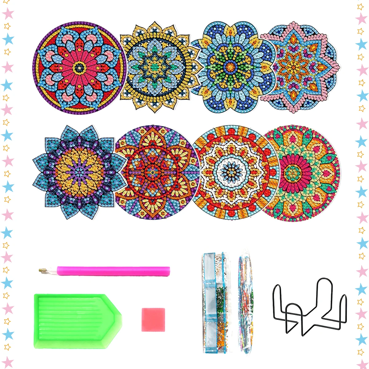 6 Pcs Diamond Painting Coasters with Holder, Mandala Diamond Art Coasters  Kits for Beginners, Adults & Kids Small Diamond Painti - AliExpress