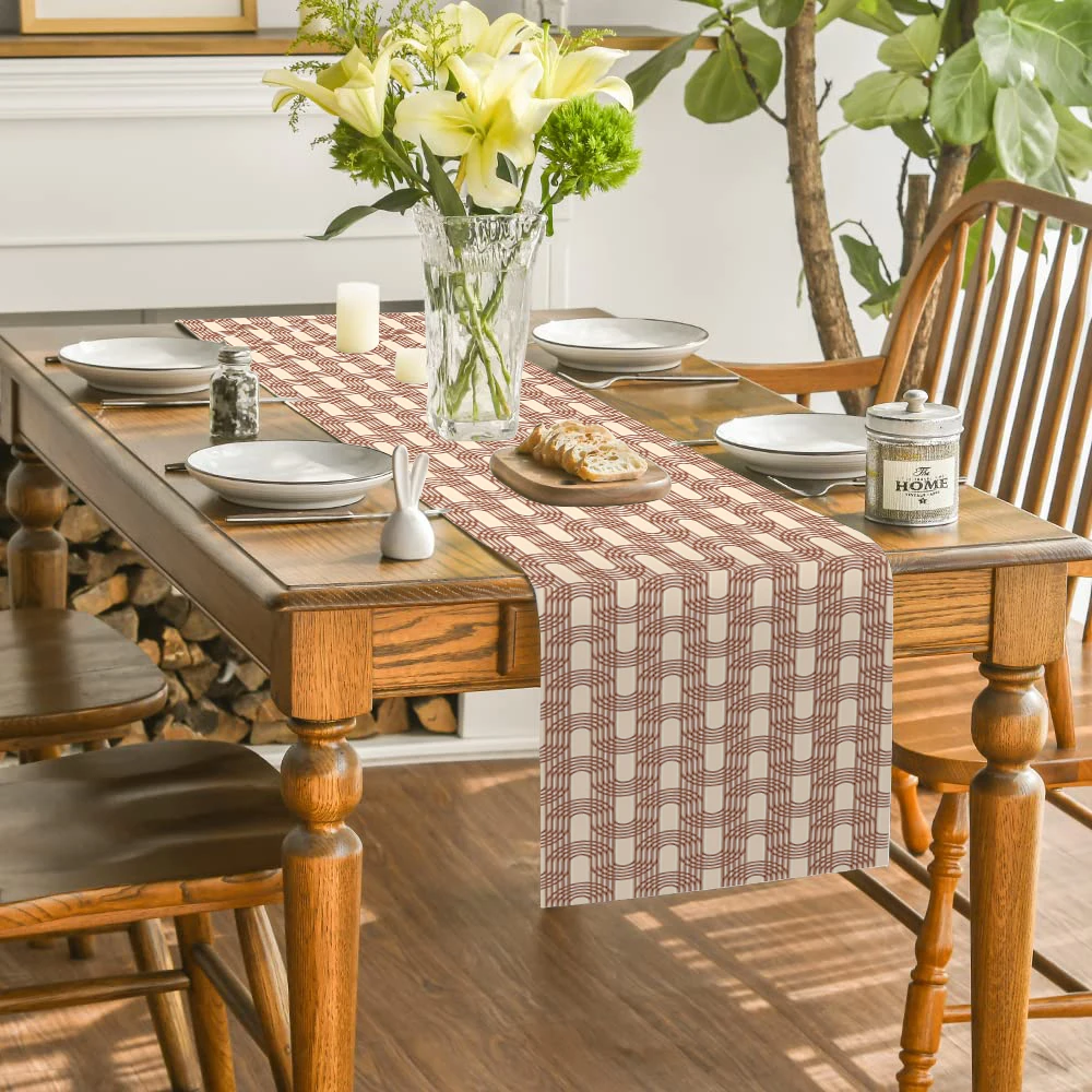 

Настольная дорожка с геометрическим волнистым узором, украшение для домашнего декора, обеденный стол, кофейный столик, Декор, обеденная скатерть с защитой от загрязнений