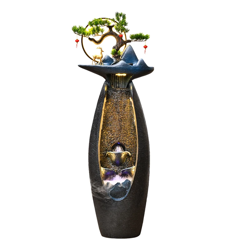 

XK European Style Artificial Mountain and Fountain Lucky Fengshui Ball Indoor Living Room Landscape Humidifier Home