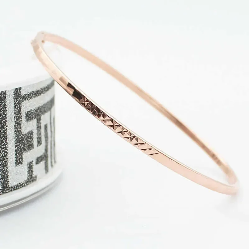 

Creative Design 585 Purple Gold Fashion Thin Bracelet for Women 14K Rose Gold Plated Delicate Sparkling Party Wedding Jewelry