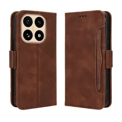 Luxury Flip Leather Wallet Case with Card Slots & Kickstand - Premium Protective Cover - Xiaomi 15T (Brown)