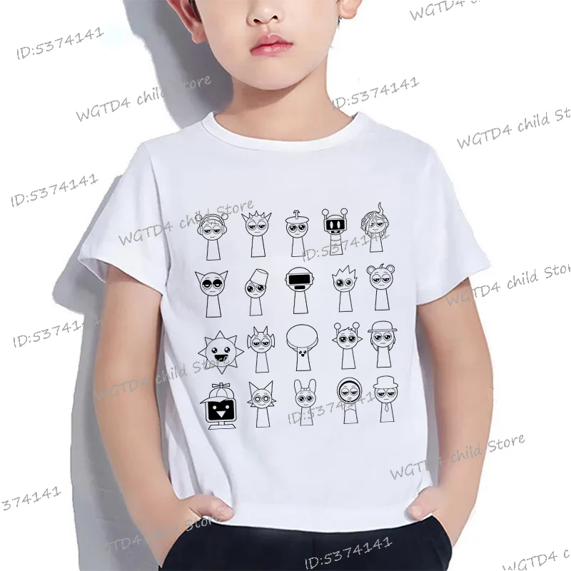 Sprunki Cartoon T-shirt Kids Incredibox Game Anime Clothes Boys Girls Luminous Tees Short Sleeve Fashion Funny Sprunki Tops Gift 2