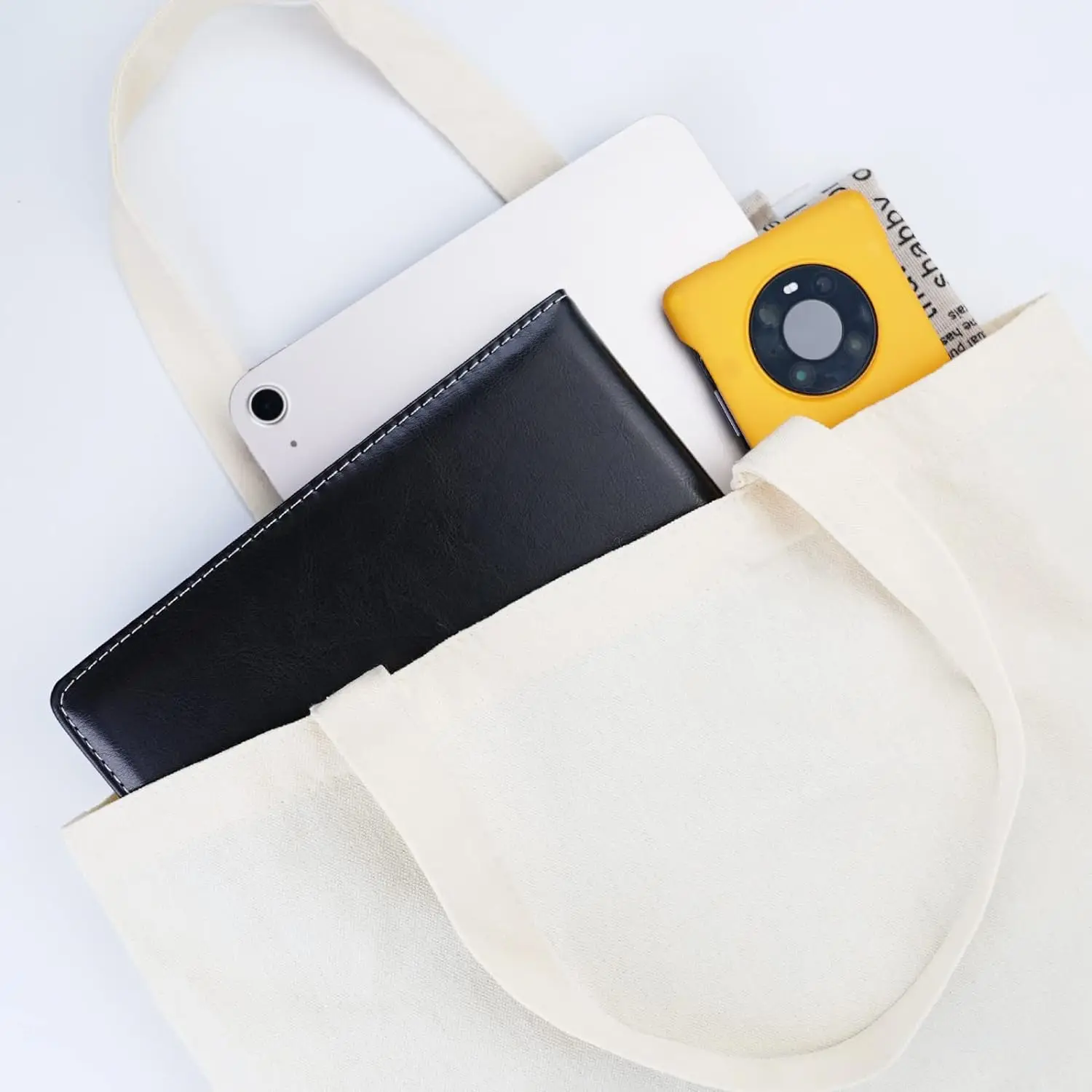 6-Pack Canvas Tote Bags, Sustainable, Reusable Grocery Bags Perfect for DIY Gift Ideas and Heat Transfer Designs - 5
