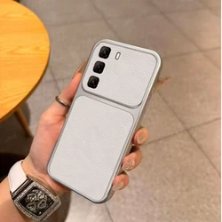 Elegant PU Leather Shockproof Phone Case with Silicone TPU保护层 for Infinix Hot 60i 5G (White)