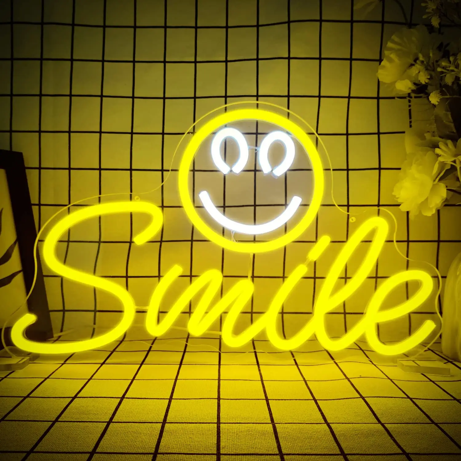 

Smiley Face Neon Sign USB Powered for Room Decor, LED Neon Light Dimmable Night Light for Bar Gamer Room Man Cave Wall Art