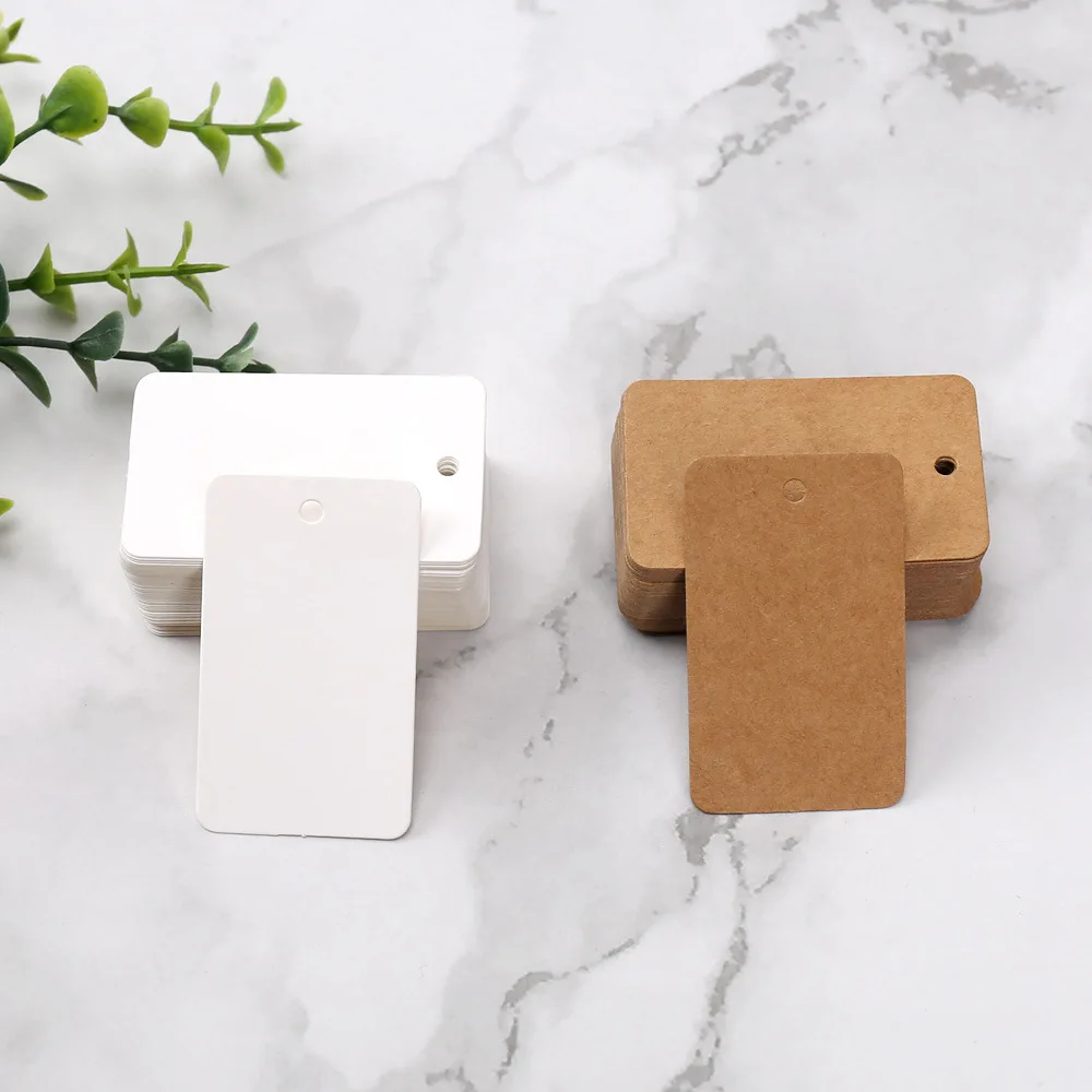 100pcs Rectangle Tags Blank White Kraft Paper Tag Cards Labels Kids Birthday Wedding Christmas Party Gift Tags Decor Words Card Kraft Paper Tags Gift Label Tags Handmade Tags