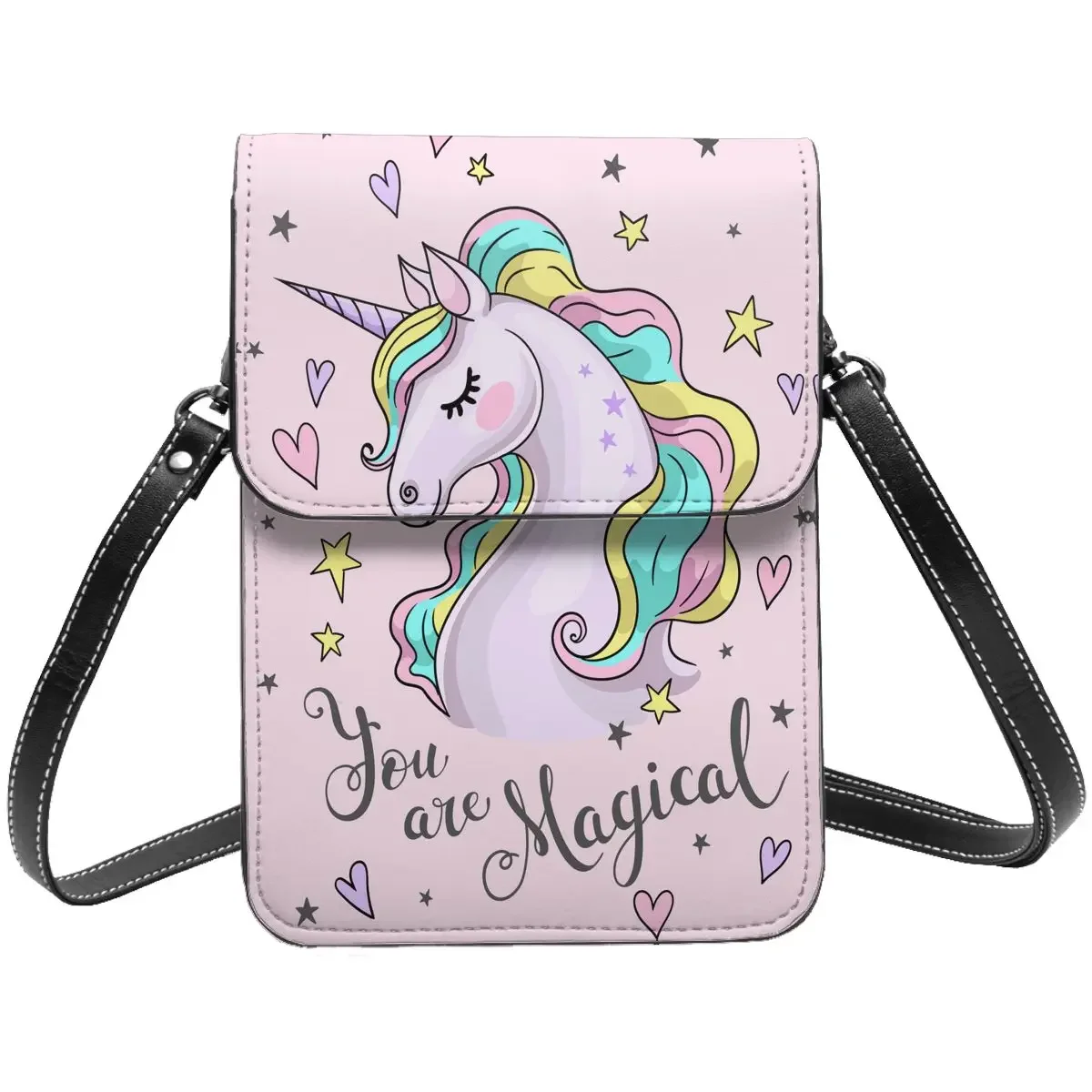 

Подарки для девушки розовый Волшебный Единорог кожаный маленький кошелек для сотового телефона модная маленькая сумка на плечо для девушек кошелек с держателем для карт