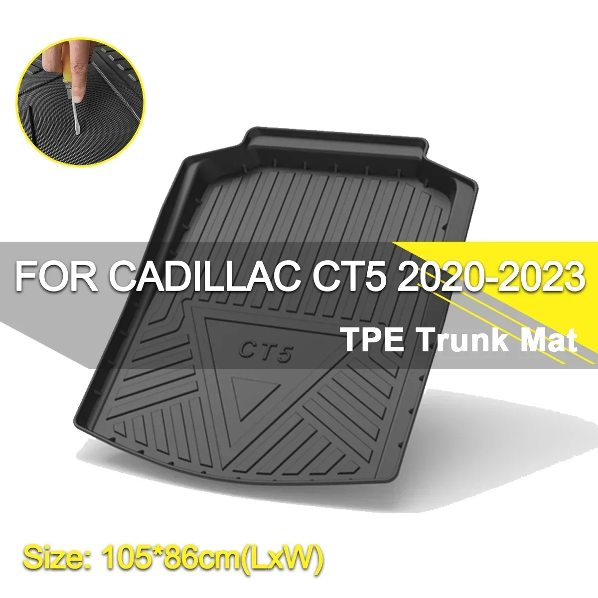 

Car Rear Trunk Cover Mat Waterproof Non-Slip Rubber TPE Cargo Liner Accessories For Cadillac CT5 2020-2023