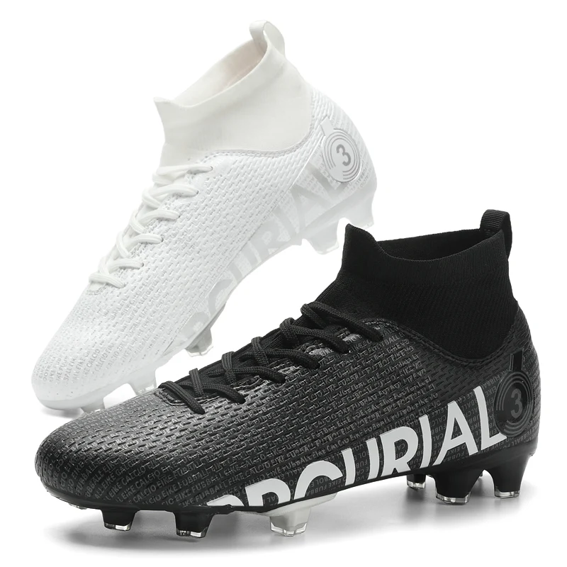 Men's Football Boots High-Top Soccer Shoes Boys Anti-Slip Grass Training Soccer Cleats FG/TF Boots Wide Size 31-48