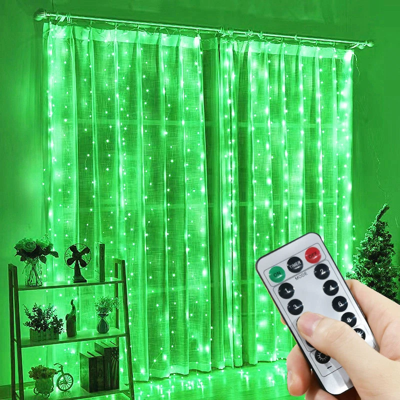 thumbnail image 1 of Guirnalda de luces LED navideñas para decoración del hogar, cortina de luces USB de 8 modos para fiestas, bodas, lámparas de cadena de hadas, decoración navideña de Año Nuevo 2025, 1 of 5