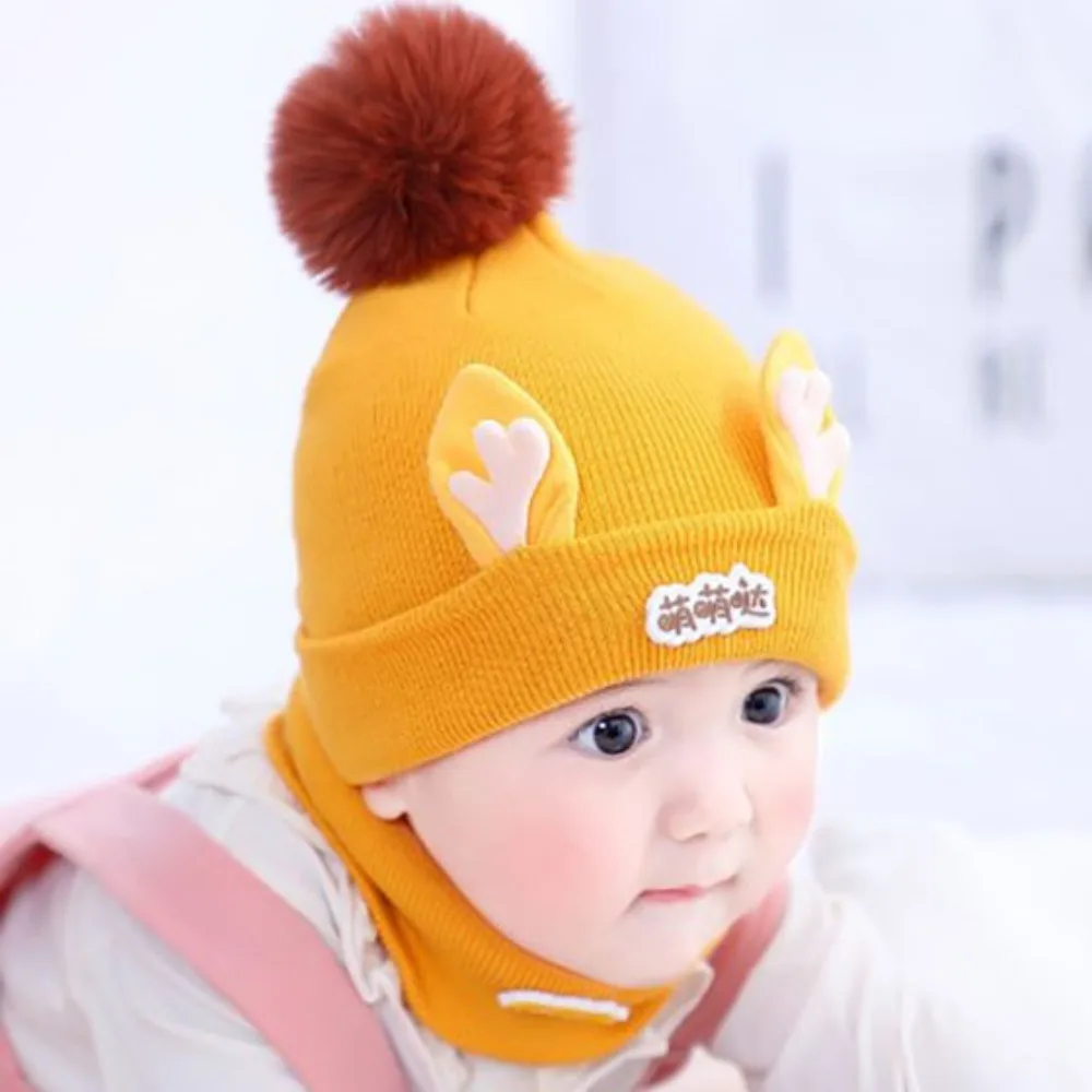 

Warm Autumn and Winter Baby Hats Windproof Acrylic fiber Children's Knitted Hat Scarf Set Soft and Skin Friendly Thickening