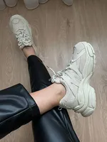 BeauToday Platform Sneakers Women Mesh Solid Color Breathable Trainers Lace-up Round Toe Thick Sole Ladies Shoes Handmade 29462 2