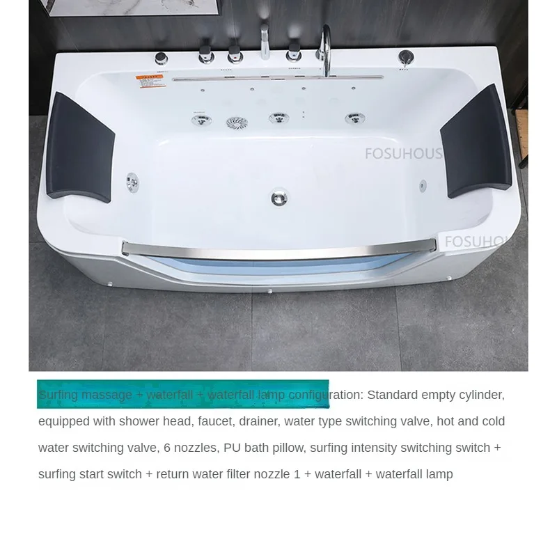 Description Picture 4 of itemLight Luxury Freestanding Acrylic Bath Household Bathroom Massage Bathtubs Multifunction Whirlpool Half Transparent Bathtub