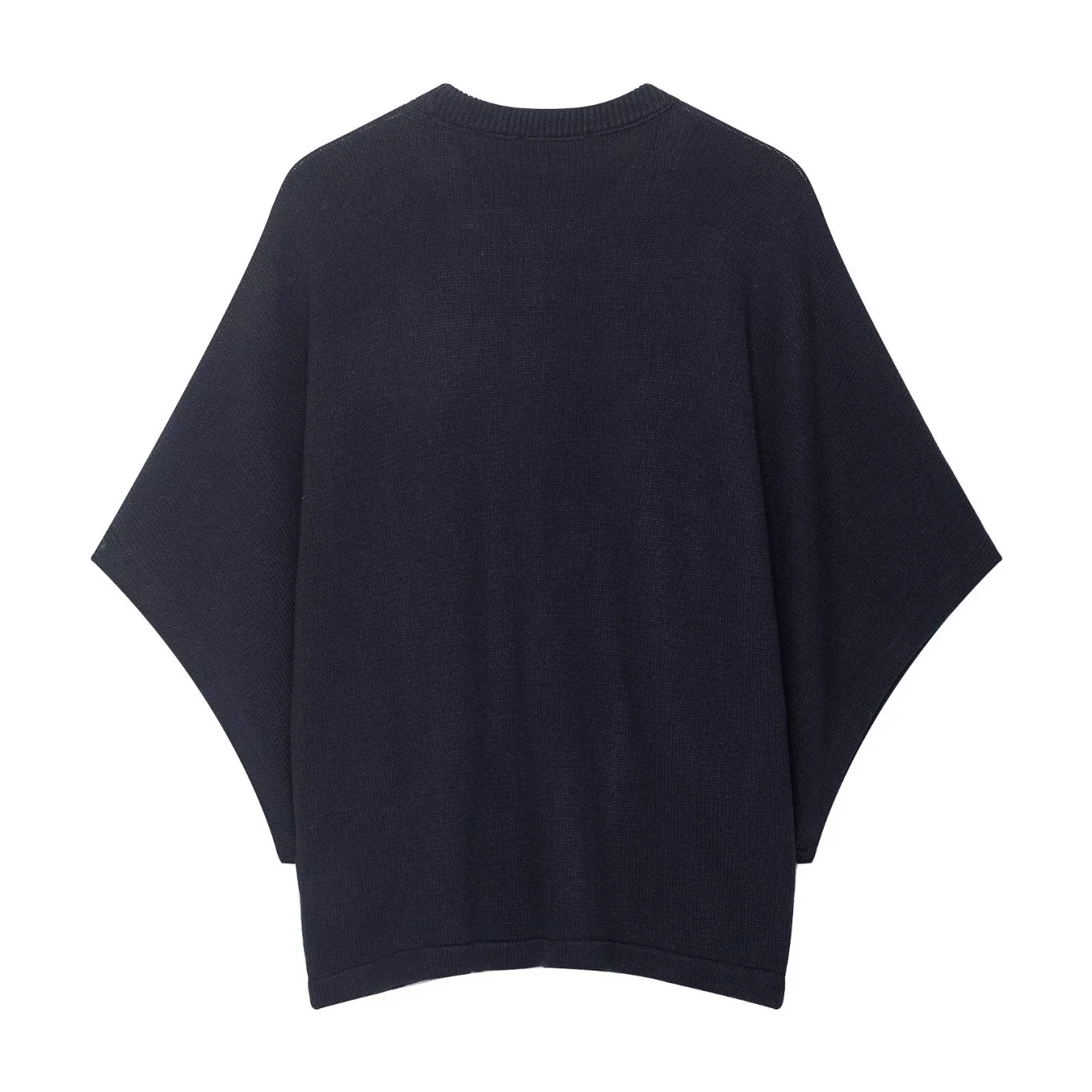 Woman's Knit Sweater Loose O-Neck Solid Color Wide Bat Sleeve Cropped Sweater Minimalist Autumn Female Pullover Sweater Top