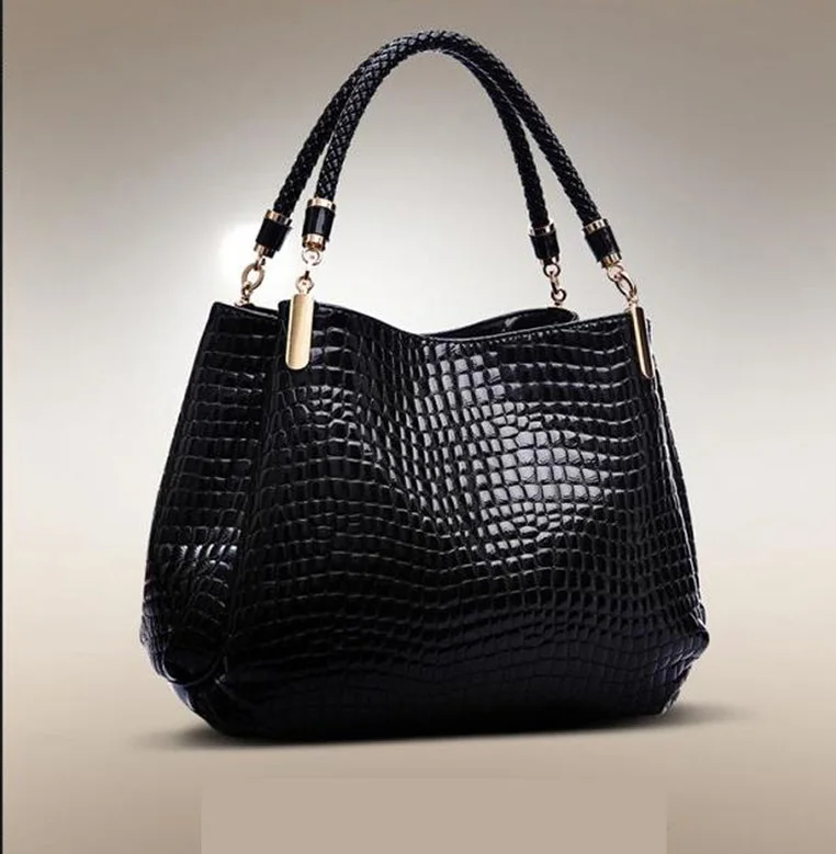 

New crocodile patterned patent leather women's bag, multifunctional handbag, trendy women's one shoulder bag