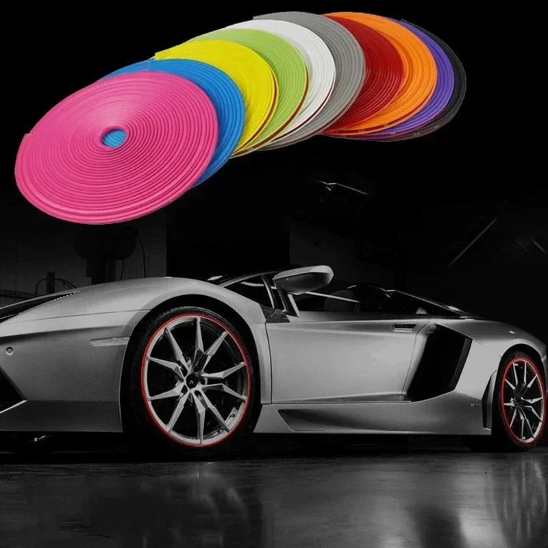 

8 Meters Car Bumper Decorative Strip Red Wheel Hub Ring Moulding Trim Edge Protective Car Styling Exterior Accessories
