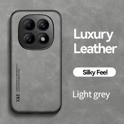 Luxury Shockproof Sheepskin Leather Phone Case with Magnetic Car Holder for Poco M8 Pro (Light Gray)