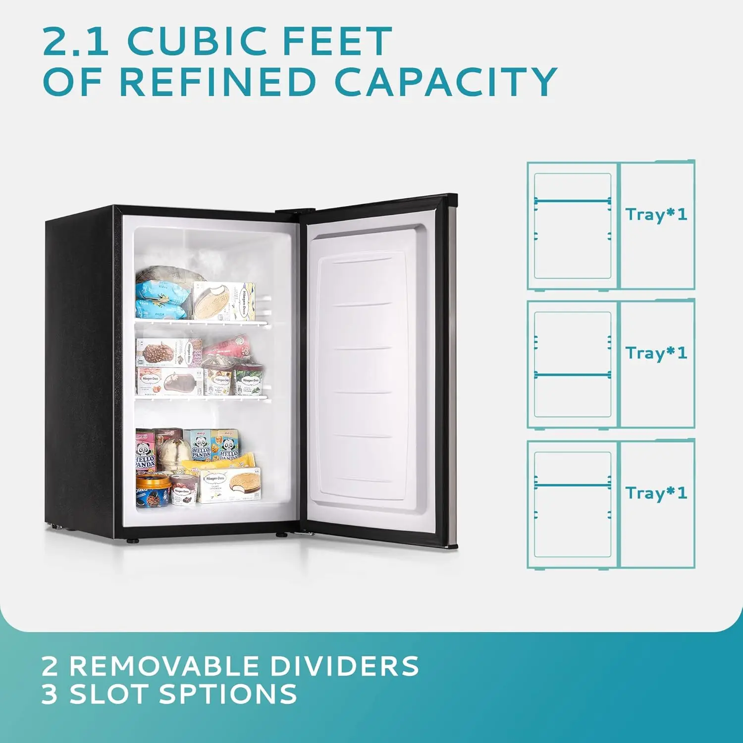 Upright freezer 2.1 Cubic Feet Single Door Compact Mini Freezer with Reversible Stainless Steel Door Removable Shelves
