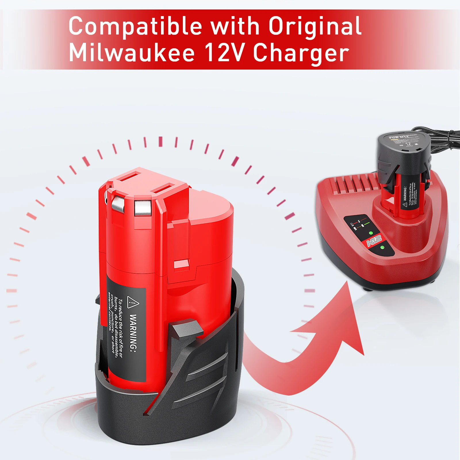 para Bateria de Lítio Milwaukee M12 Carregável 48112410 48-11-2420 48-11-2411 48-11-2401 48-11-2402 M-12 Ferramentas sem Fio 12v - Image 5