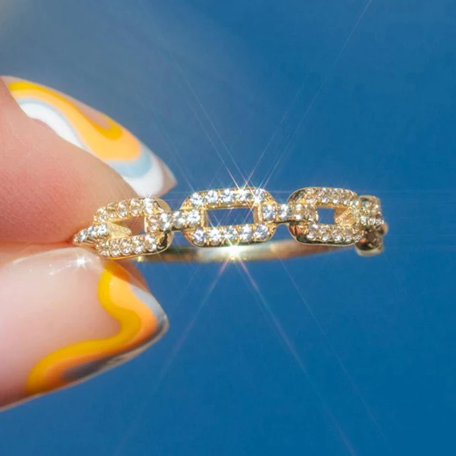 Handmade Eternity Promise Gold Crystal Ring AAA CZ Zirconia Engagement Wedding Band Rings for Women Men Finger Party Jewelry 25