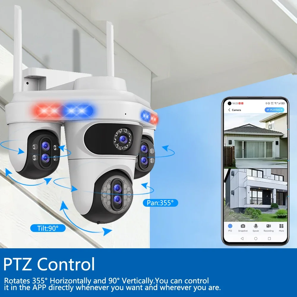 360° PTZ Pan/Tilt 18K 35MP Outdoor Wireless Security Camera