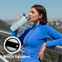 1pc Vacuum Tumbler with Lid Stainless Steel Portable Water Bottle with Dazzling Handle Insulated Tumbler Tote Handle 20/30OZ 4