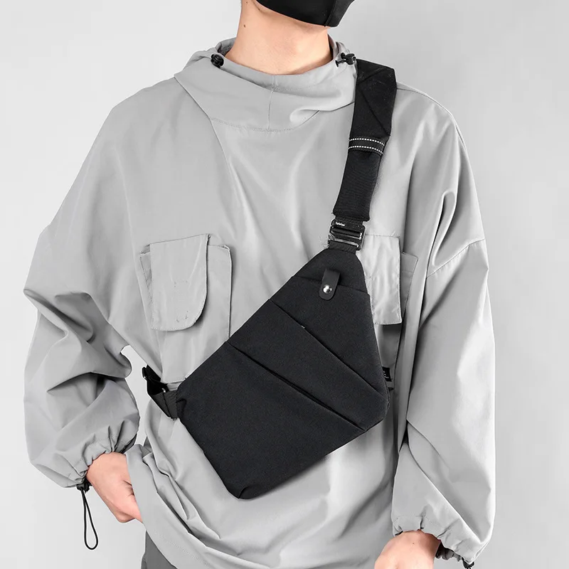 Fashion Chest Bag for Men New Leather Film Messenger Bag Waterproof Travel Pack Ergonomic Left and Right Shoulder Bag
