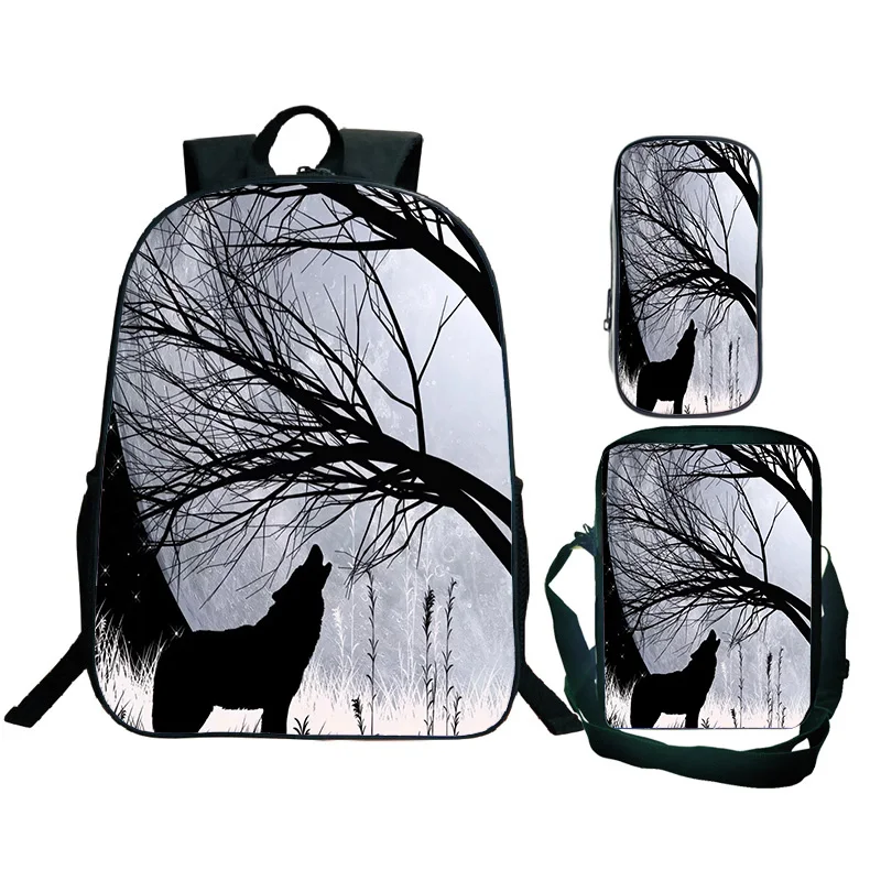 

Школьный рюкзак с 3D принтом животных, рюкзак с лесным волком, Студенческая модная сумка для книг, рюкзак для ноутбука для мальчиков и девочек, рюкзак-карандаш, искусственная кожа, 3 шт./комплект