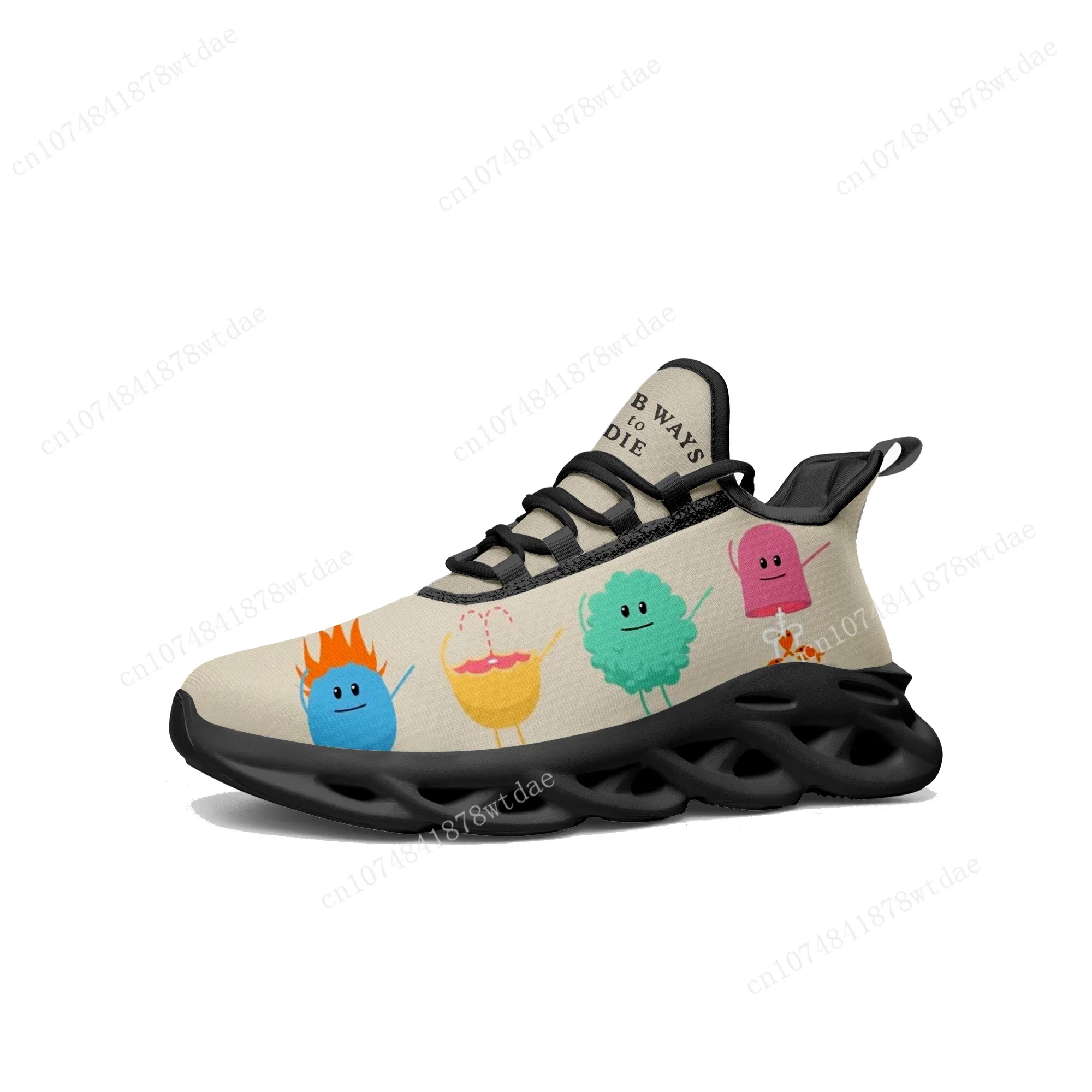 Dumb Ways To Die Flats Sneakers Mens Womens Teenager Sports Running Shoes High Quality Anime Custom Manga Lace Up Mesh Footwear 2