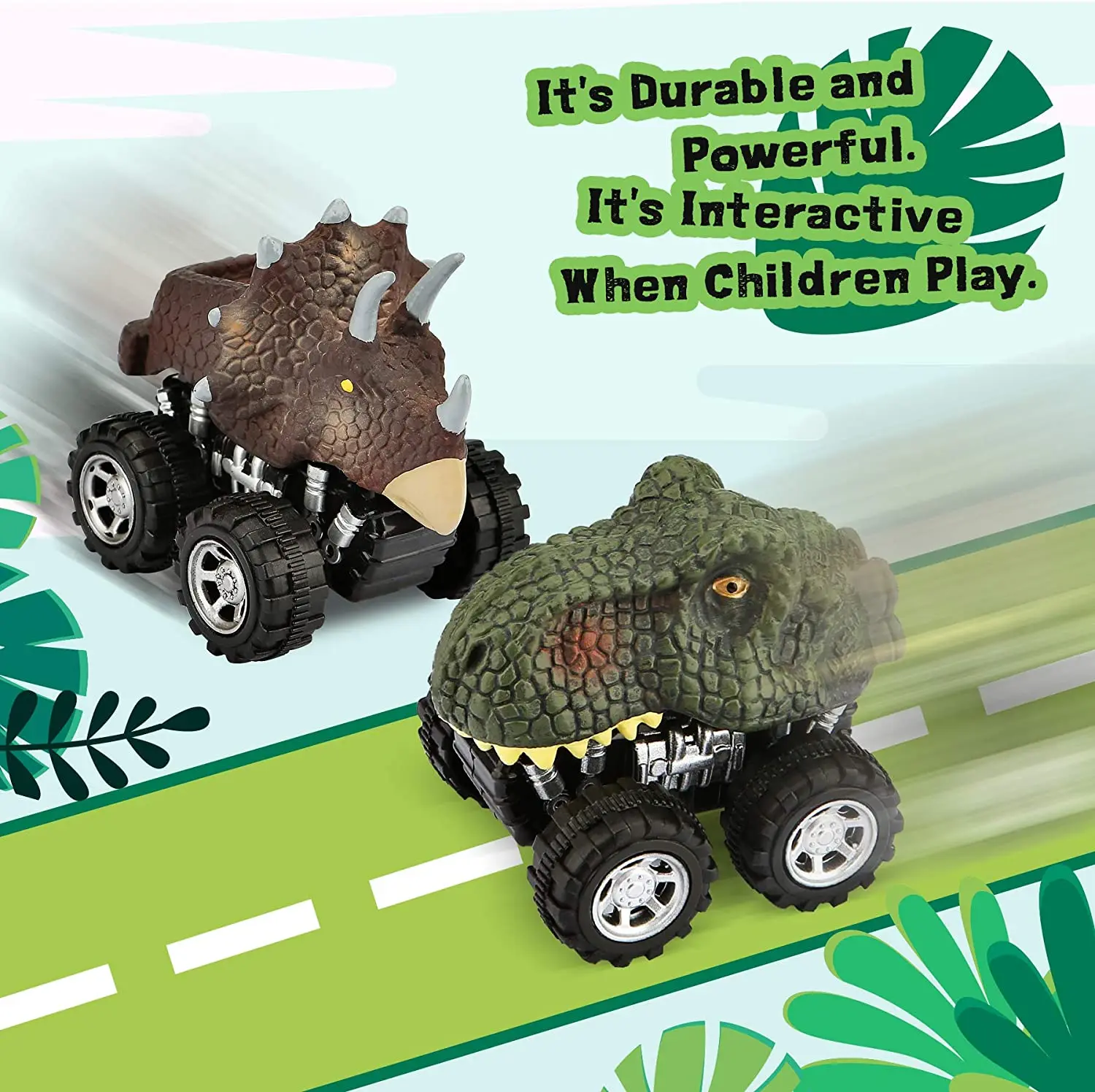 Dinosaur Toys Pull Back Cars Mini Monster Truck Car Toy Set for Kids Toddlers Boys Girls Gifts 4