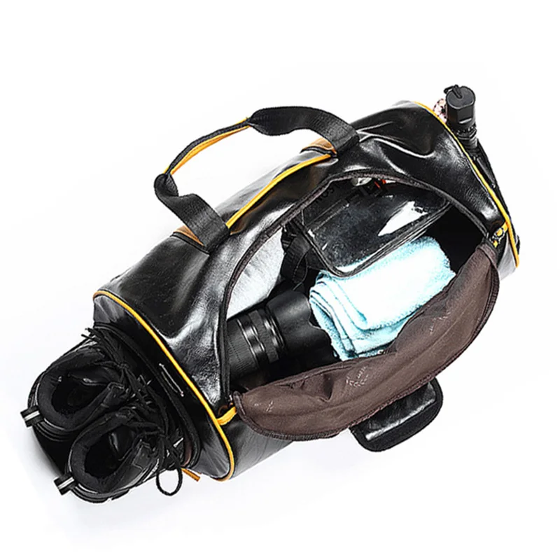 Multi-functional Leather Gym Bag With Shoes Storage Dry Wet Separation Shoulder Messenger Bags Men's Fitness Sports Bag XA832D
