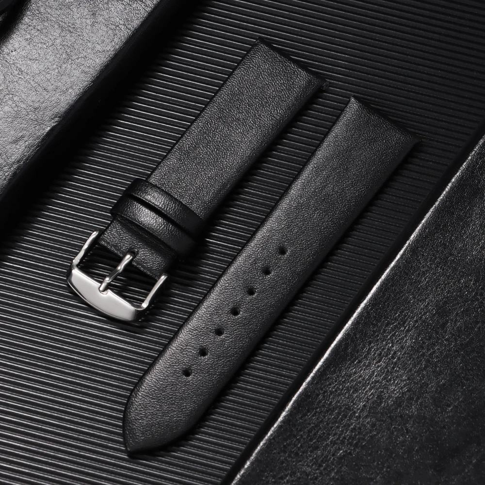 Premium Genuine Leather Ultra-Thin Watch Strap with Pin Buckle
