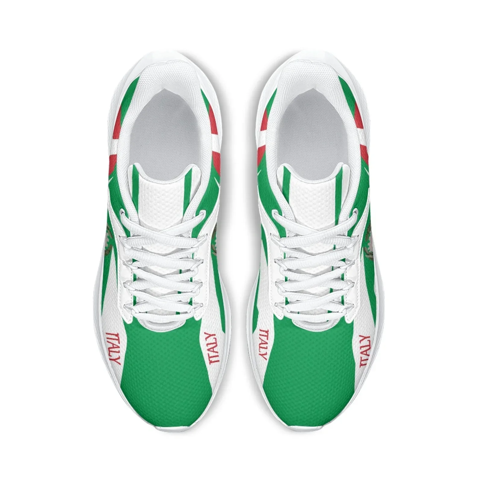 Green White Women's Sneakers Italy Flag Design Brand Summer Sneakers Lightweight Lace Up Casual Walking Shoes Flats