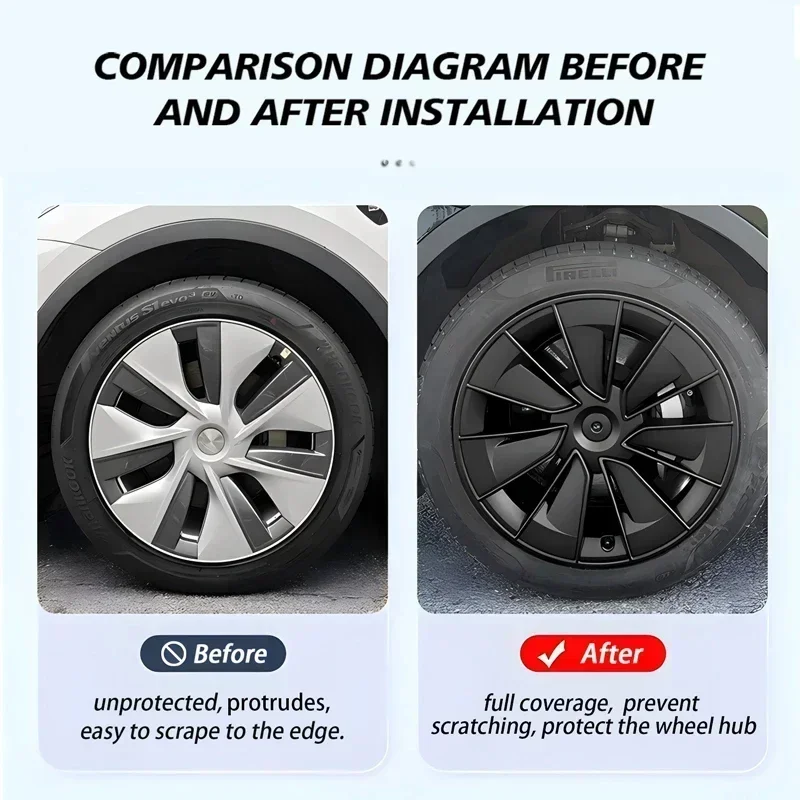 4PCS 19 Inch Hub Cap For Tesla Model Y Automobile Hubcap Full Cover Performance Replacement Wheel Cap Car accessories