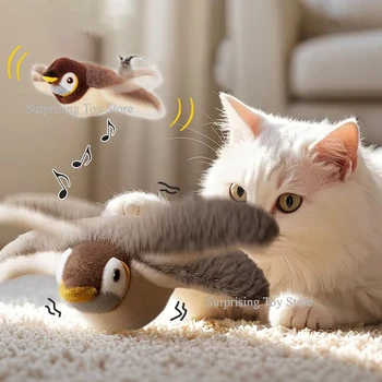 Interactive Chirping Plush Bird Cat Toy 1