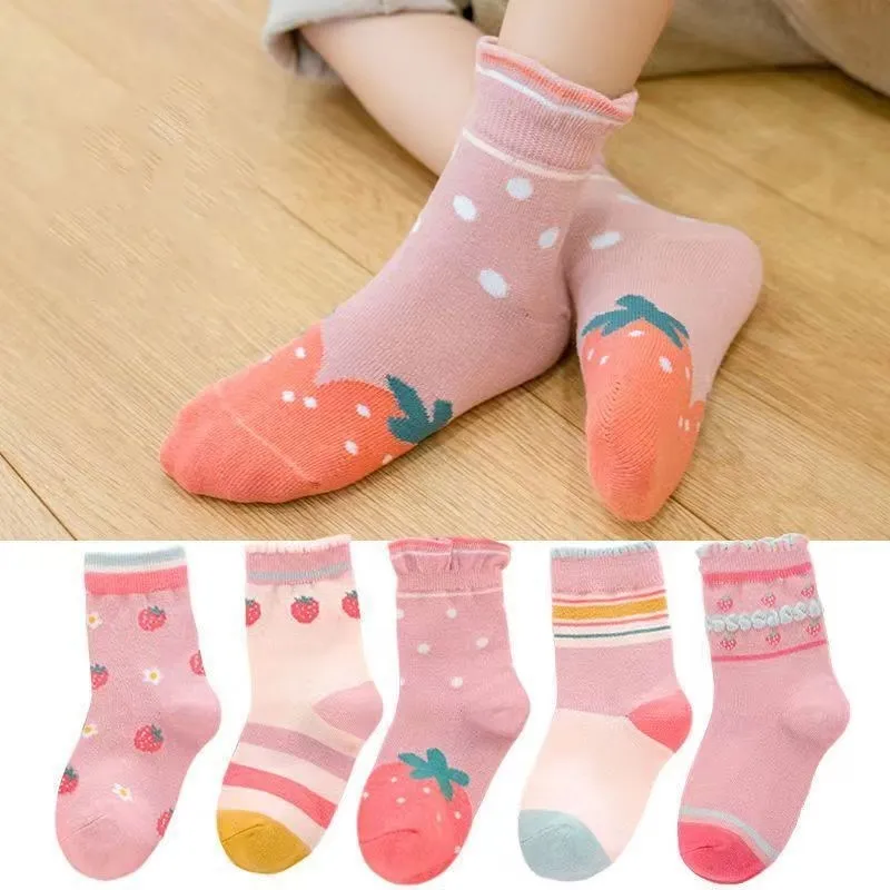 5 Pairs Cotton Kids Socks Warm Winter Socks For Baby Girls Cute Cartoon Newborn Toddler Casual Sport Boys 0-12 Yrs