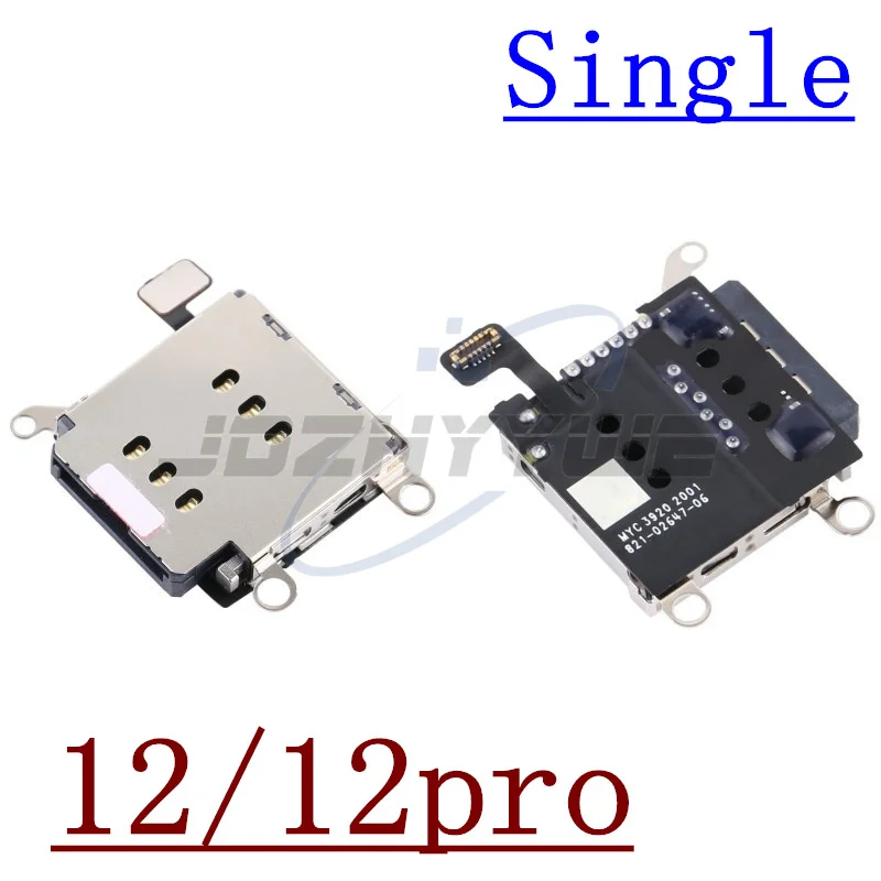 Single Double SiM Card Slot Tray Holder phone sim tray holder Reader Socket Flex Cable Replacement Parts For iPhone 11 12 Mini Pro Max SE