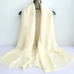 Elegant Red Silk Chiffon Scarf - Women's Fashionable Spring Autumn Shawl - 180x 70cm 180x 70cm (Beige)