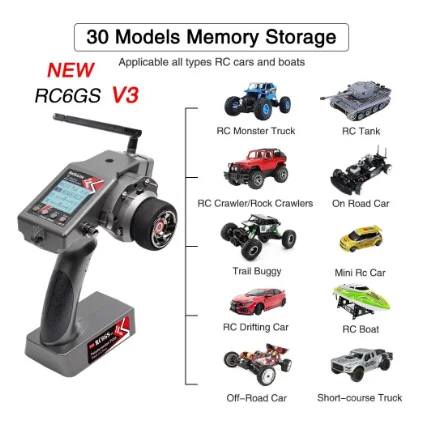 Radiolink RC6GS V3 2.4G 7 채널 RC 라디오 송신기 및 자이로 수신기 R7FG RC 자동차 보트 용 새로운 업그레이드 된 원격 컨트롤러