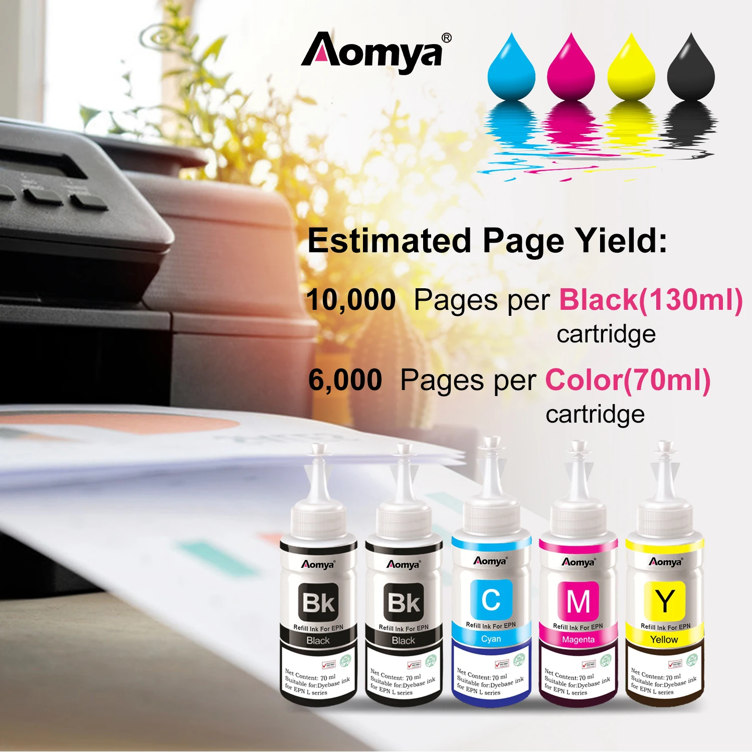 664 Refill dye ink Epson L100 L110 L210 L120 L220 L310 L355 L362 L366 L365 L380 L486 L800 L805 L810 ET-2650 Printer 4 Colors